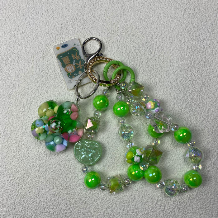 Hand-painted,Crysal textured bead phone chain